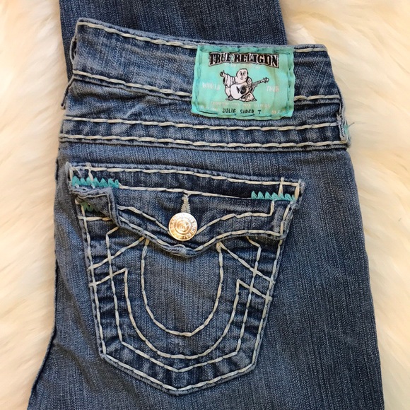 Contrast Stitching Washed Blue Jeans - Picture 6 of 7